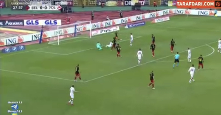 گل لواندوفسکی به بلژیک ( لهستان 1-0 بلژیک ) 